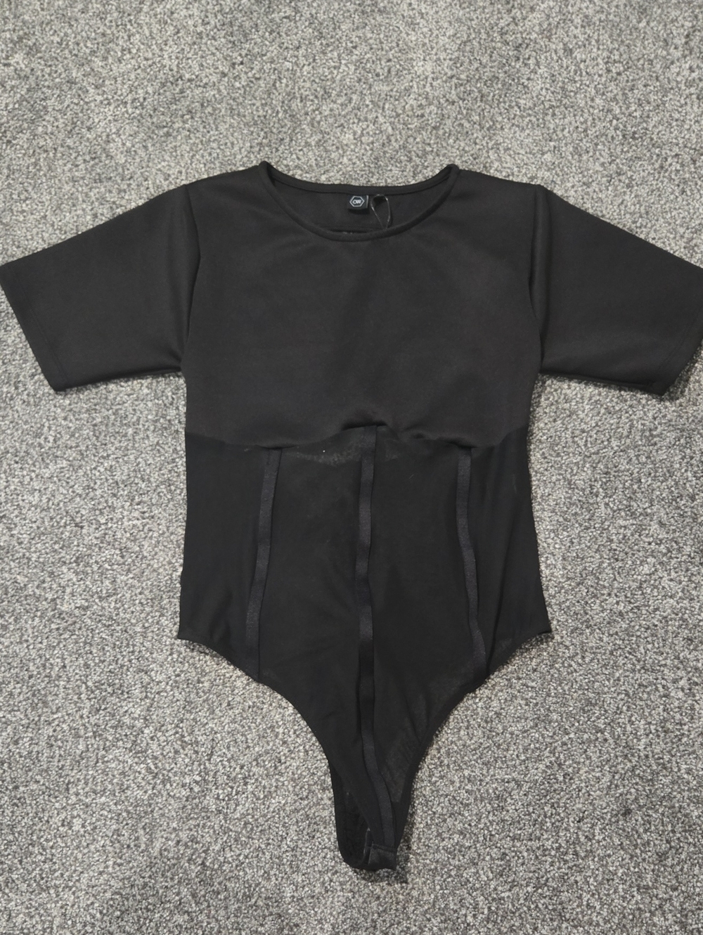 OW Black Short-Sleeve Bodysuit